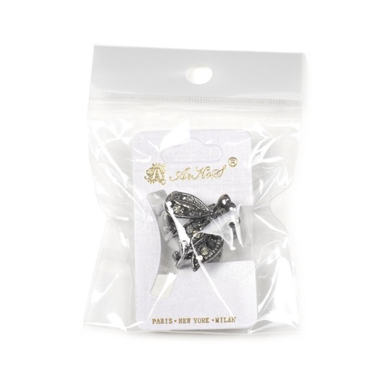 Заколка-краб для волос из металла со стразами 2.5см (14803) вариант 03