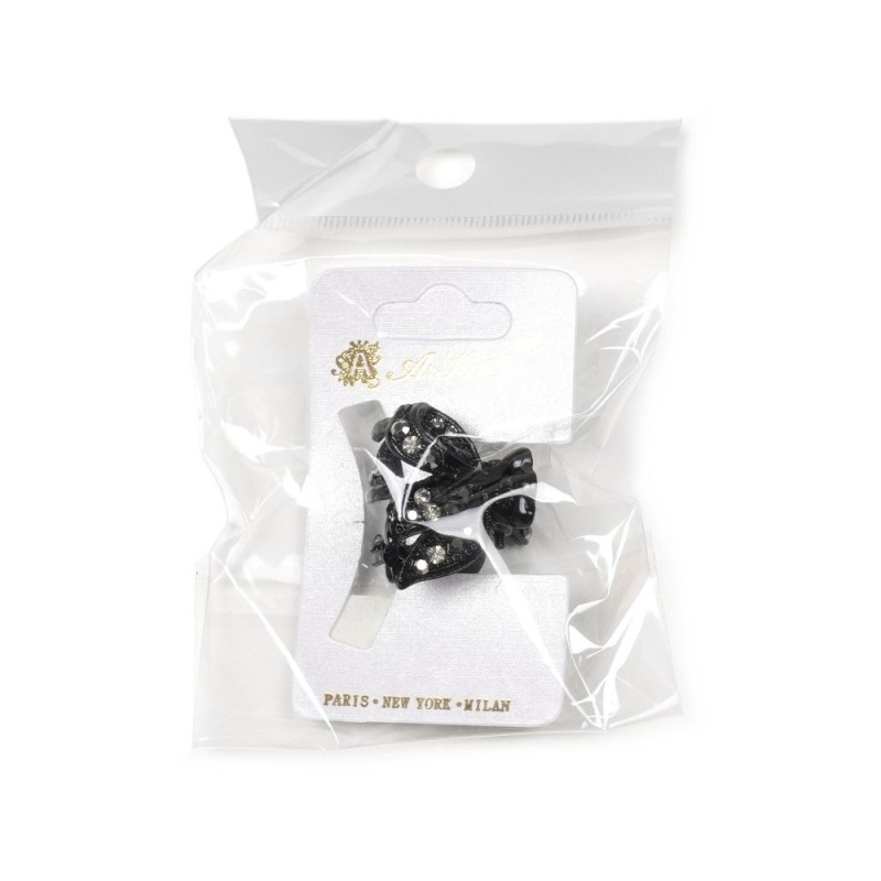 Заколка-краб для волос из металла со стразами 2.5см (14803) вариант 04