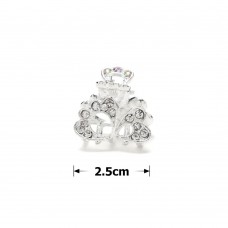 Заколка-краб для волос из металла со стразами 2.5см (14807) вариант 01