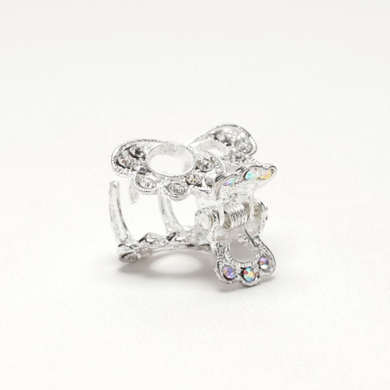 Заколка-краб для волос из металла со стразами 2.5см (14807) вариант 01