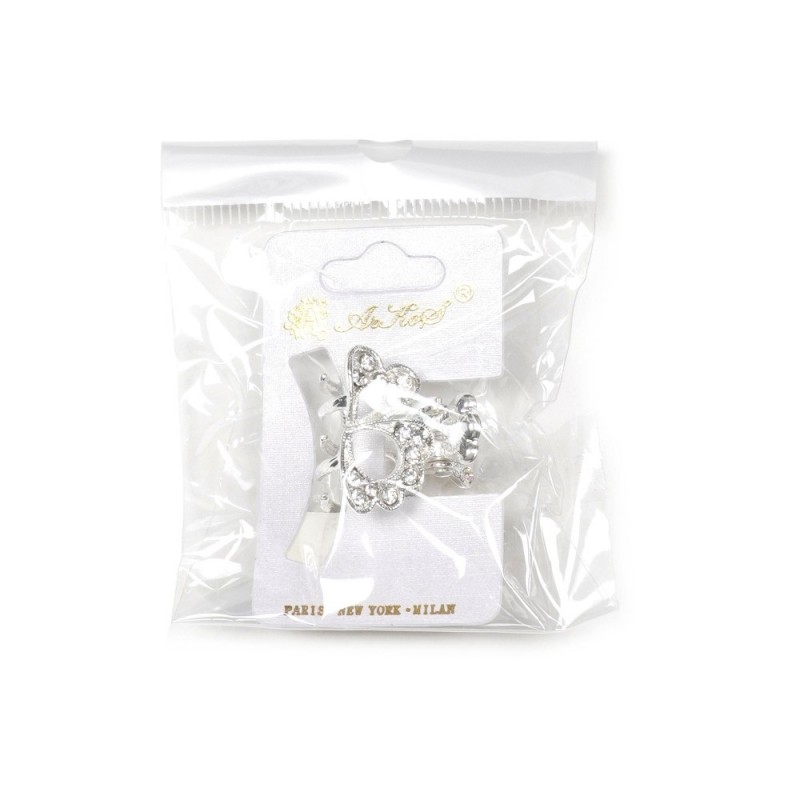 Заколка-краб для волос из металла со стразами 2.5см (14807) вариант 01