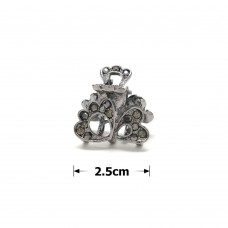 Заколка-краб для волос из металла со стразами 2.5см (14807) вариант 03