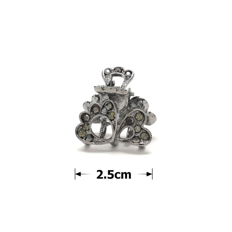 Заколка-краб для волос из металла со стразами 2.5см (14807) вариант 03