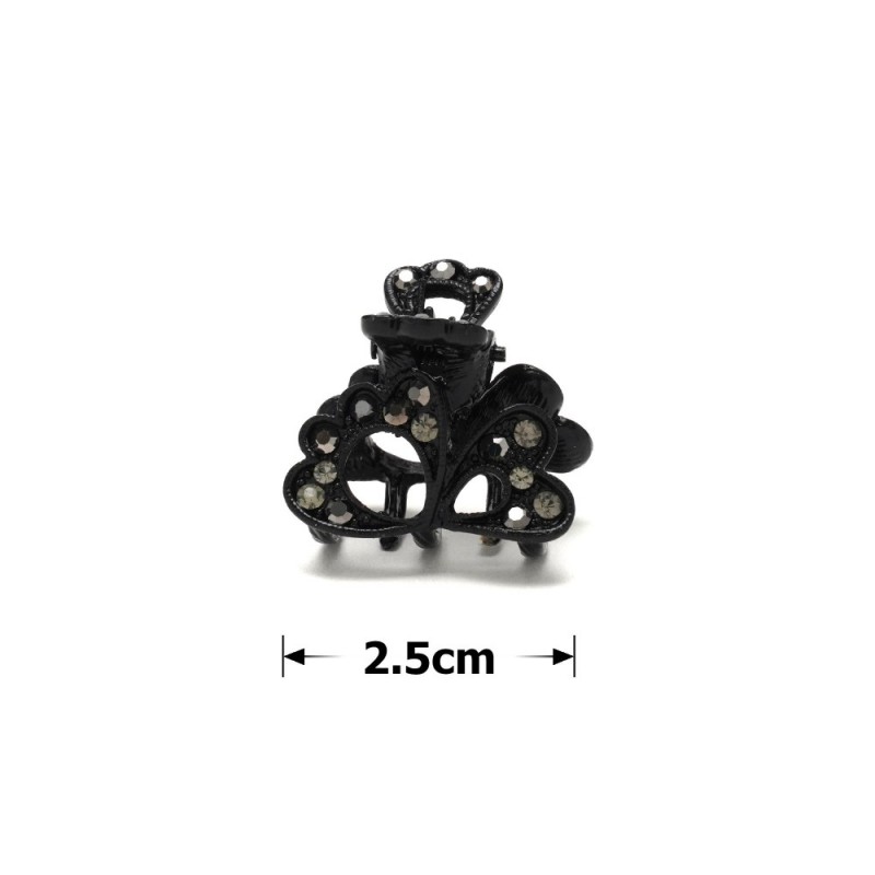 Заколка-краб для волос из металла со стразами 2.5см (14807) вариант 04