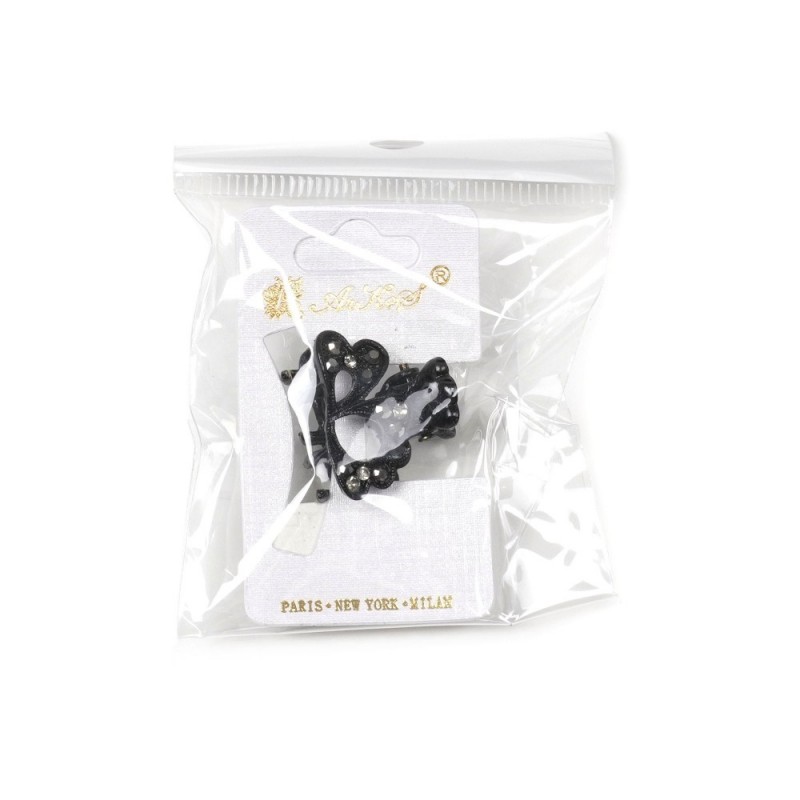 Заколка-краб для волос из металла со стразами 2.5см (14807) вариант 04