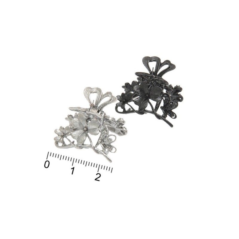 Набор заколок-крабов для волос 2.5см 12шт графитовые и чёрные (14847)