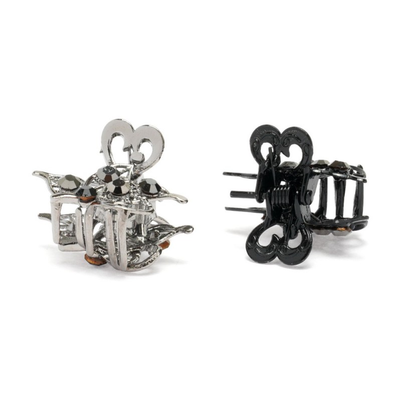 Набор заколок-крабов для волос 2.7см 12шт графитовые и чёрные (14851)