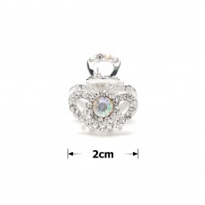 Заколка-краб для волос из металла со стразами 2см (15069) вариант 01