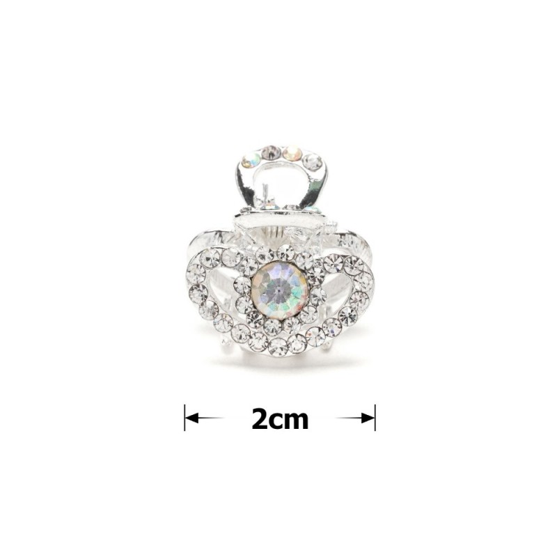 Заколка-краб для волос из металла со стразами 2см (15069) вариант 01