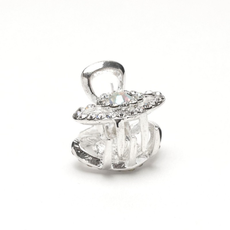 Заколка-краб для волос из металла со стразами 2см (15069) вариант 01