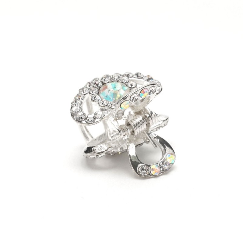 Заколка-краб для волос из металла со стразами 2см (15069) вариант 01