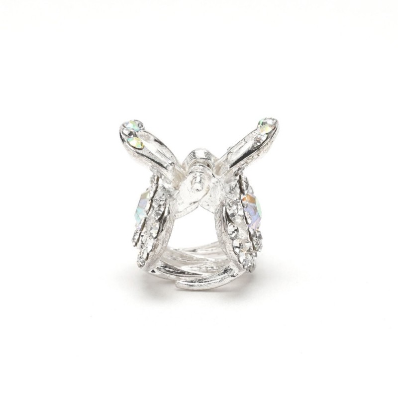 Заколка-краб для волос из металла со стразами 2см (15069) вариант 01