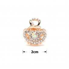 Заколка-краб для волос из металла со стразами 2см (15069) вариант 02