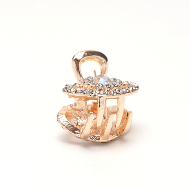 Заколка-краб для волос из металла со стразами 2см (15069) вариант 02