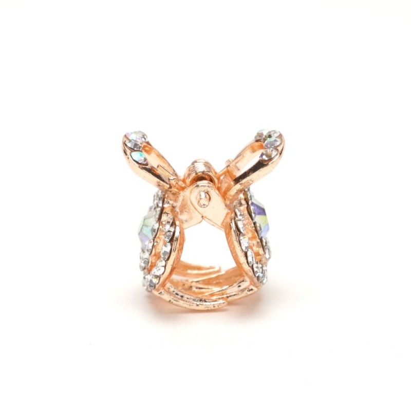 Заколка-краб для волос из металла со стразами 2см (15069) вариант 02