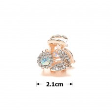 Заколка-краб для волос из металла со стразами 2.1см (15071) вариант 02