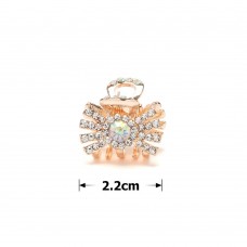 Заколка-краб для волос из металла со стразами 2.2см (15072)