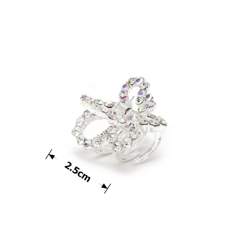 Заколка-краб для волос из металла со стразами 2.5см (15078) вариант 01