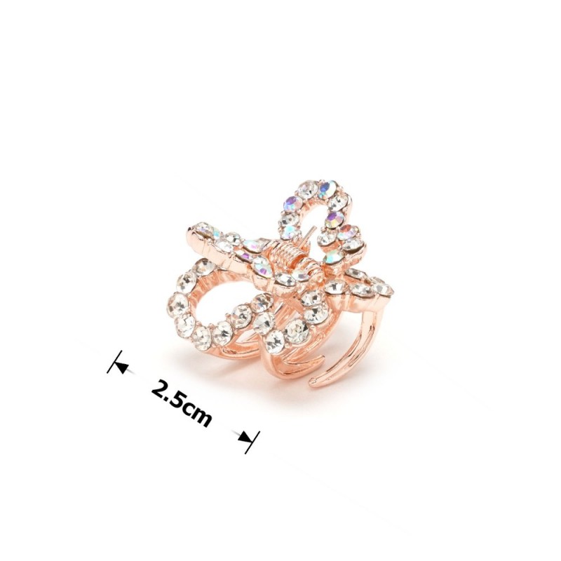 Заколка-краб для волос из металла со стразами 2.5см (15078) вариант 02