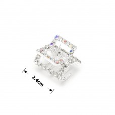 Заколка-краб для волос из металла со стразами 2.4см (15080)