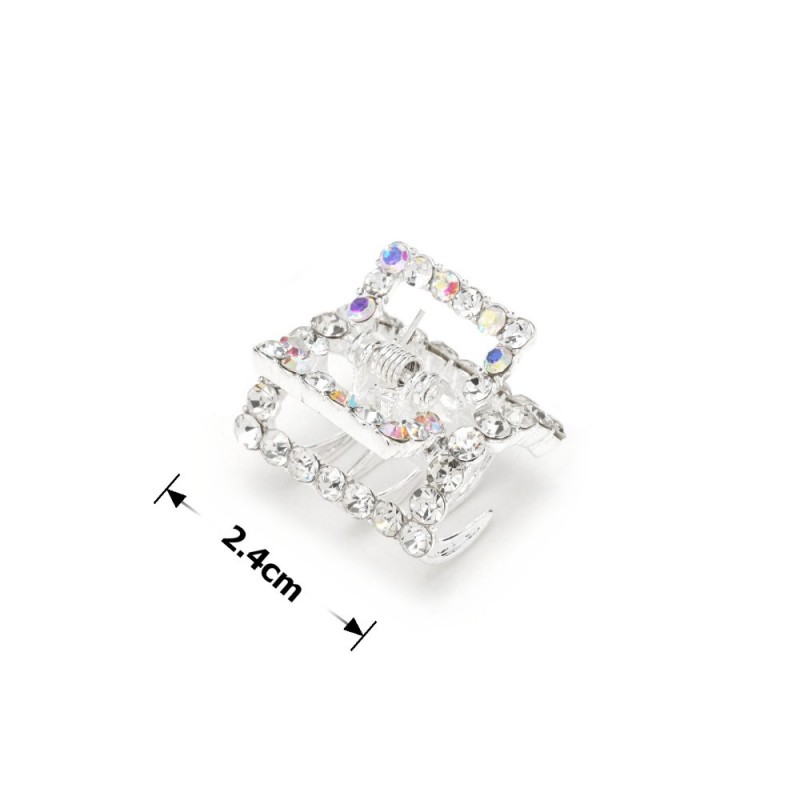 Заколка-краб для волос из металла со стразами 2.4см (15080)