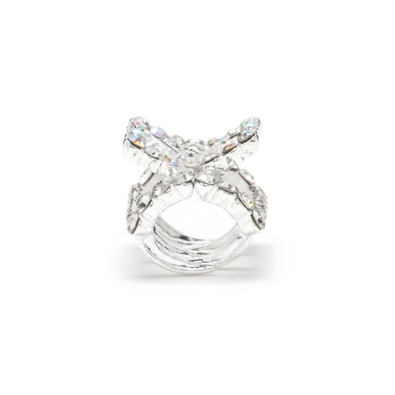 Заколка-краб для волос из металла со стразами 2.4см (15080)