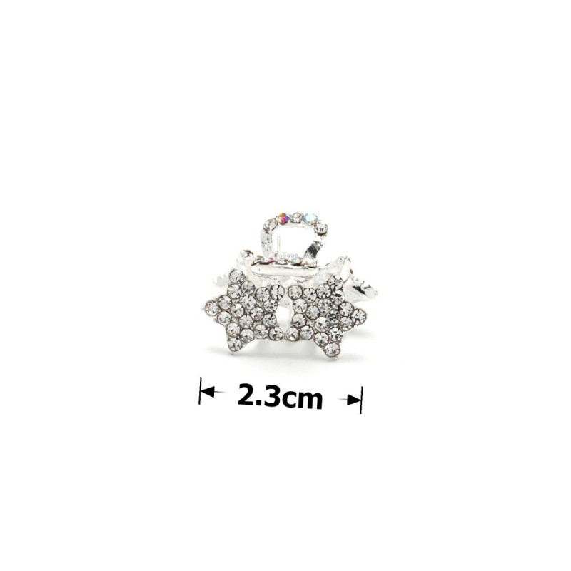 Заколка-краб для волос из металла со стразами 2.3см (15086) вариант 01