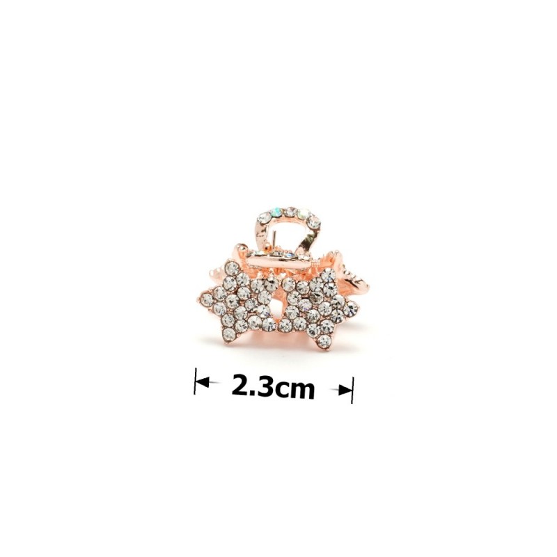 Заколка-краб для волос из металла со стразами 2.3см (15086) вариант 02