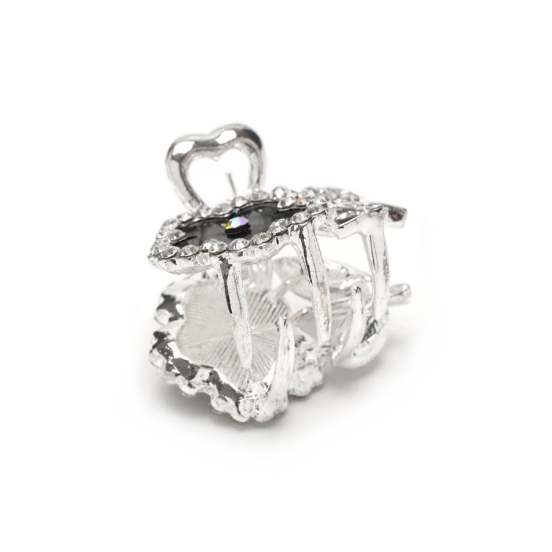 Заколка-краб для волос из металла со стразами 2.9см (15088)