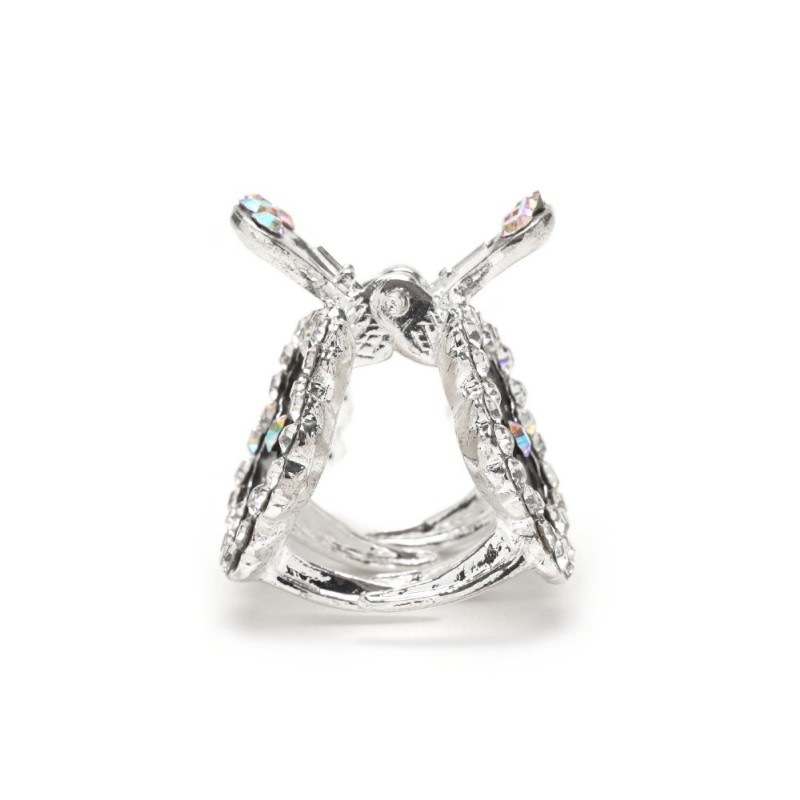 Заколка-краб для волос из металла со стразами 2.9см (15088)