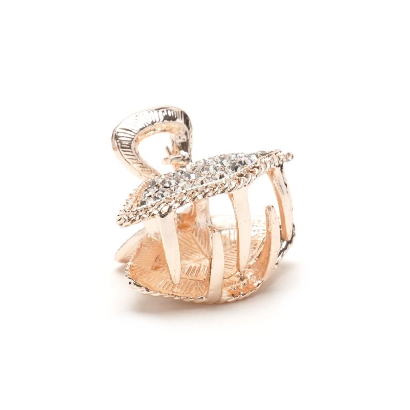 Заколка-краб для волос из металла со стразами 2.7см (15092)