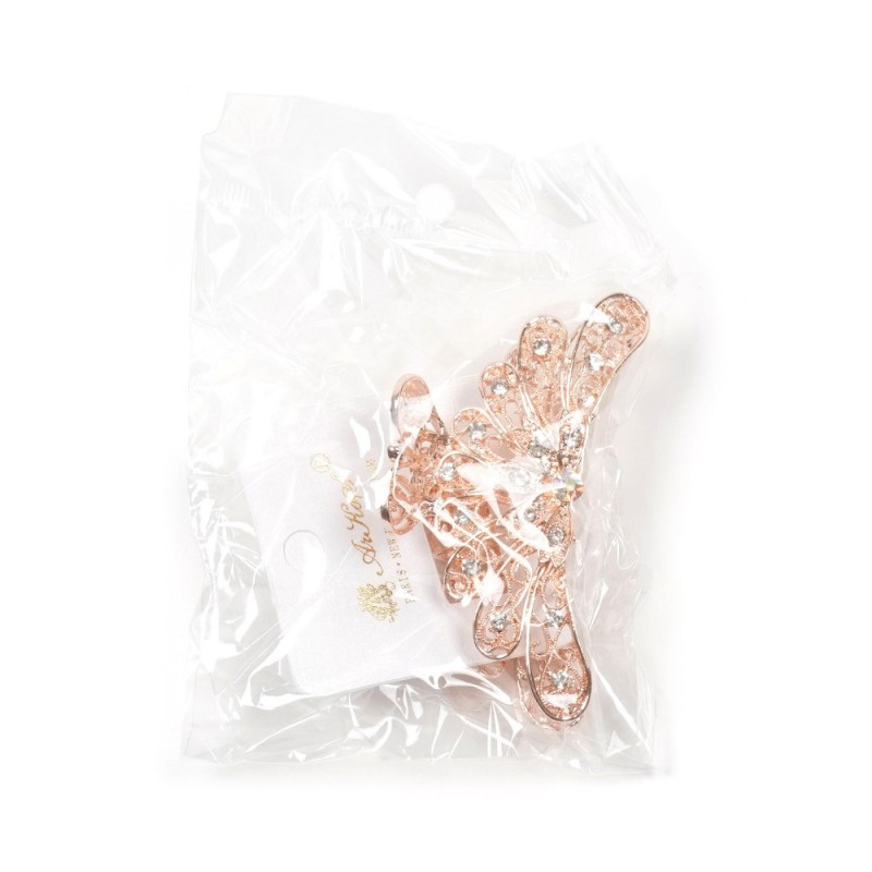 Заколка-краб для волос из металла со стразами 8.4см (15110)