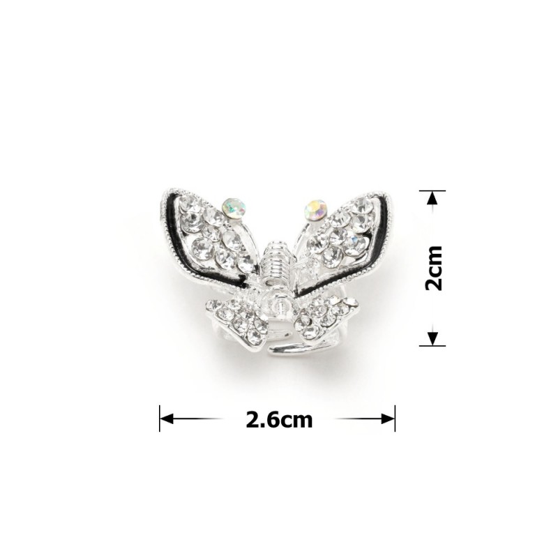 Заколка-краб для волос из металла со стразами 2.6см (15225) вариант 01