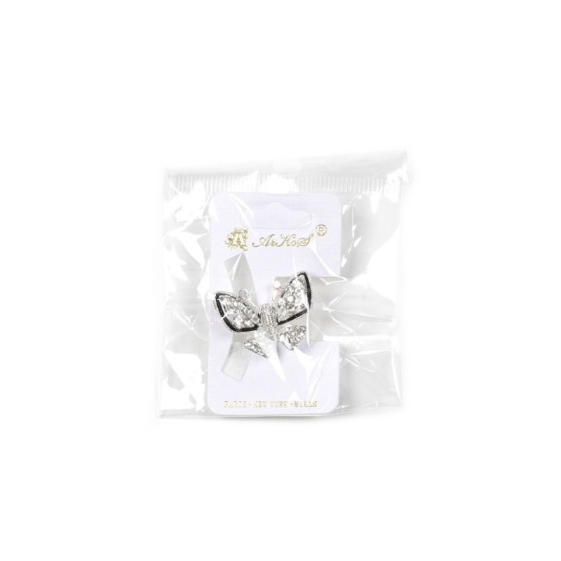 Заколка-краб для волос из металла со стразами 2.6см (15225) вариант 01