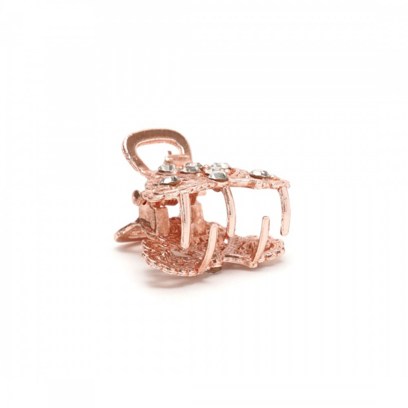 Заколка-краб для волос из металла со стразами 2.7см (15436)