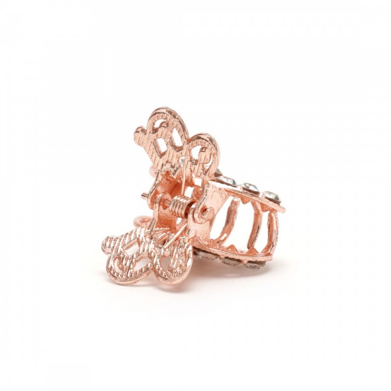 Заколка-краб для волос из металла со стразами 2.6см (15440)