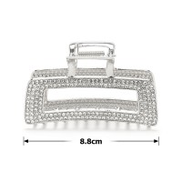 Заколка-краб для волос из металла 8.8см со стразами (29293) вариант 01