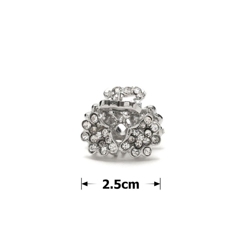 Заколка-краб для волос из металла со стразами 2.5см (3263) вариант 01