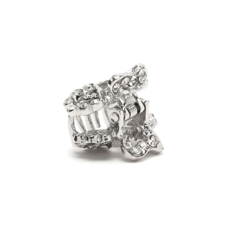 Заколка-краб для волос из металла со стразами 2.5см (3263) вариант 01