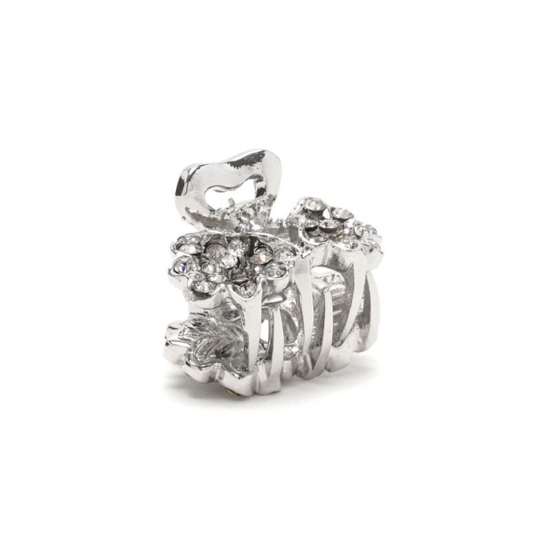 Заколка-краб для волос из металла со стразами 2.5см (3263) вариант 01