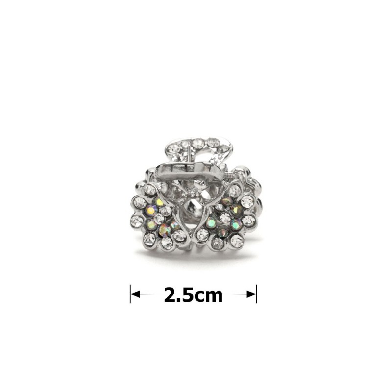 Заколка-краб для волос из металла со стразами 2.5см (3263) вариант 02