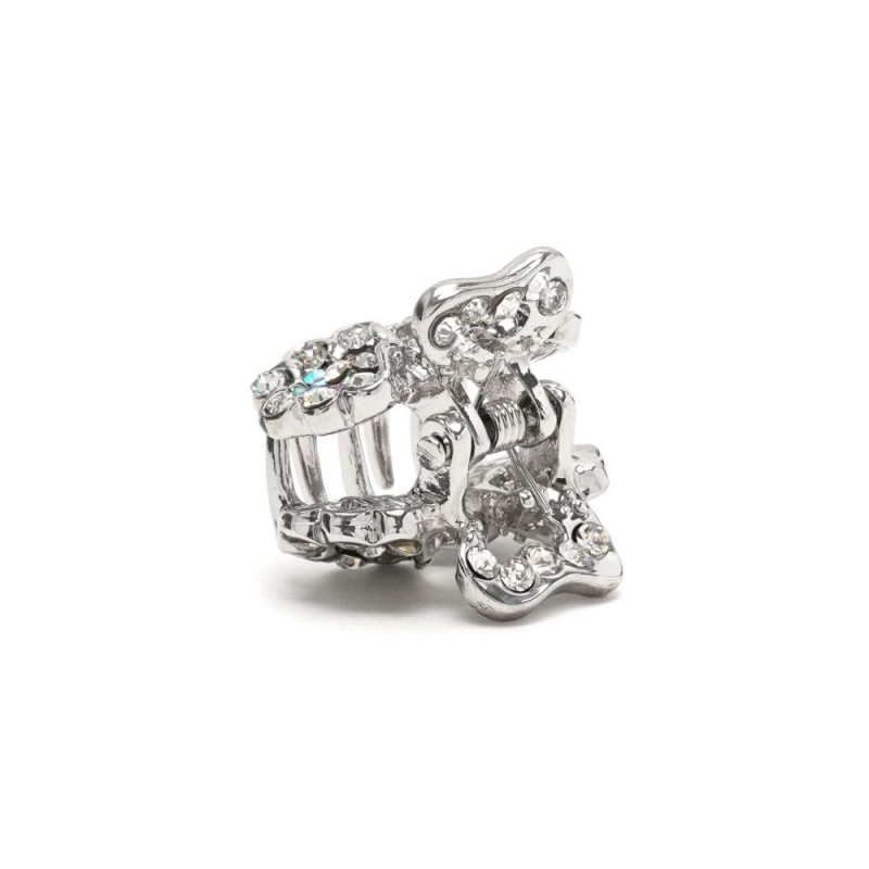 Заколка-краб для волос из металла со стразами 2.5см (3263) вариант 02