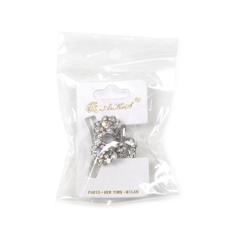 Заколка-краб для волос из металла со стразами 2.5см (3263) вариант 02