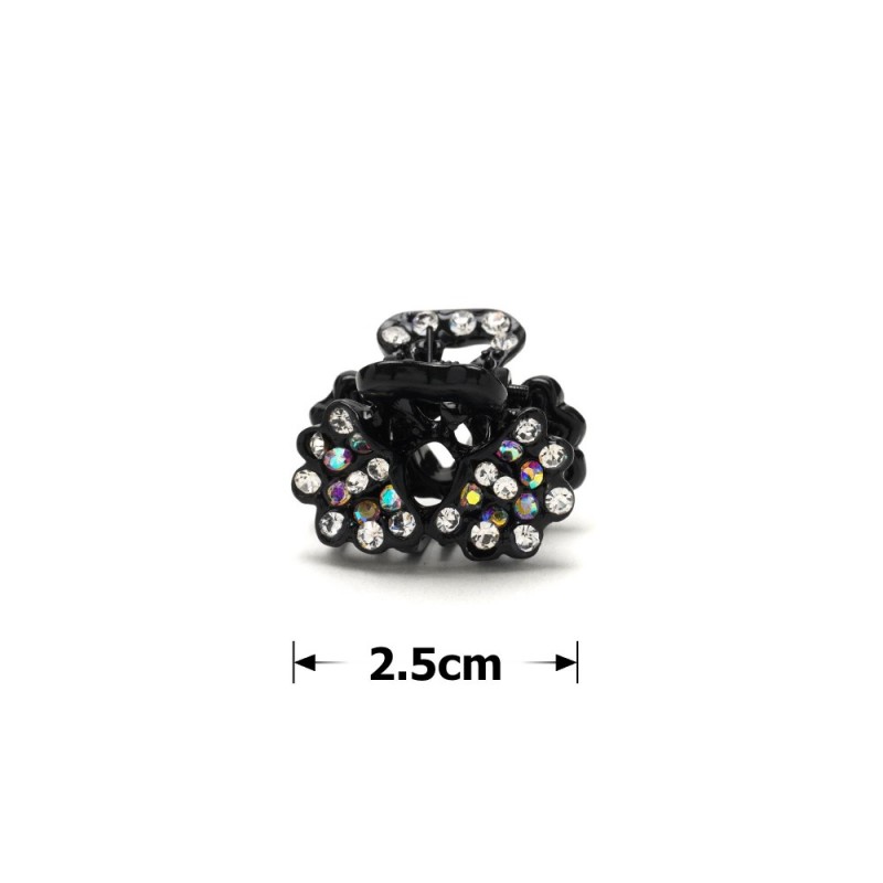 Заколка-краб для волос из металла со стразами 2.5см (3263) вариант 04