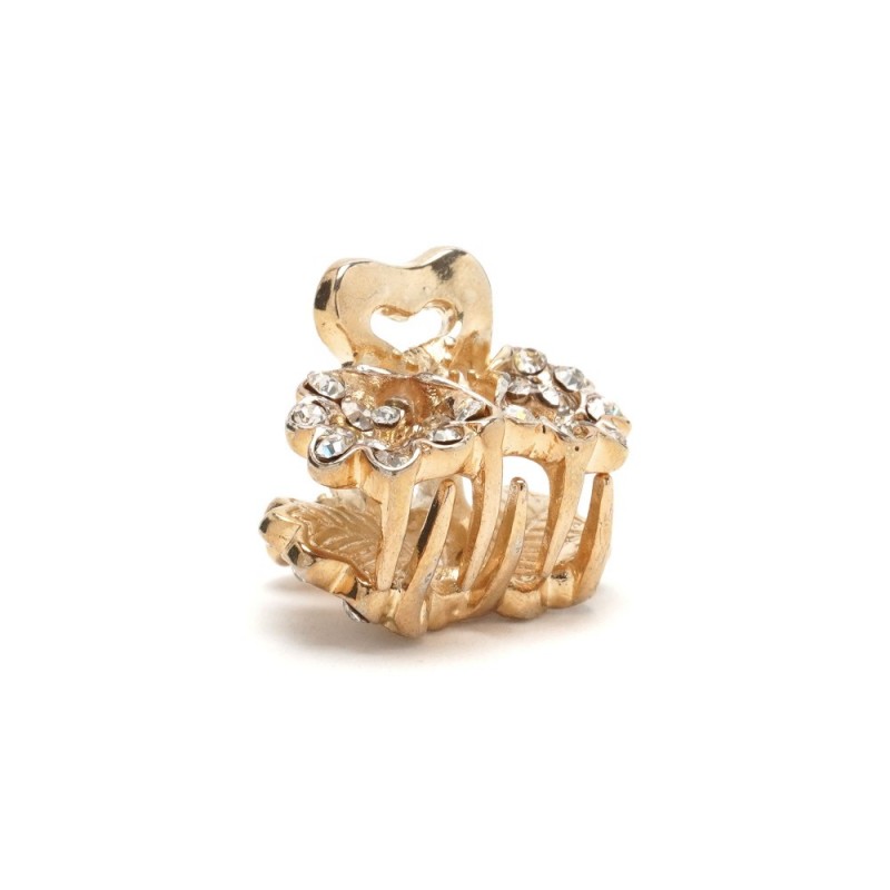 Заколка-краб для волос из металла со стразами 2.5см (3263) вариант 05