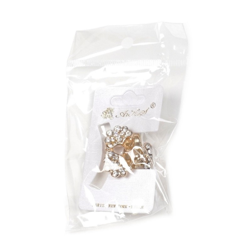 Заколка-краб для волос из металла со стразами 2.5см (3263) вариант 05