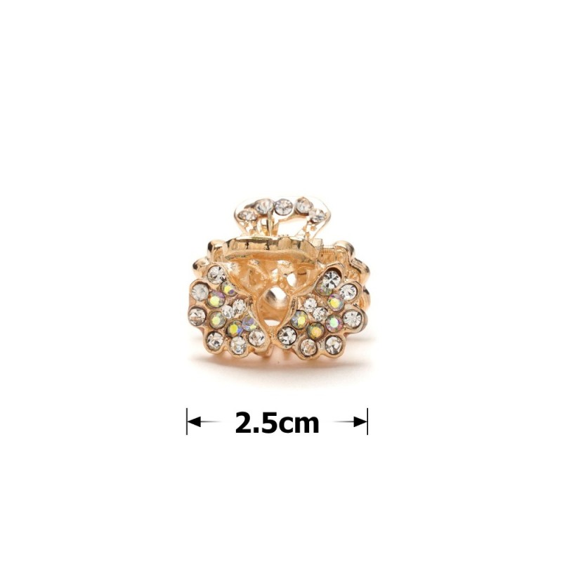 Заколка-краб для волос из металла со стразами 2.5см (3263) вариант 06