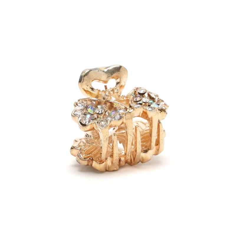 Заколка-краб для волос из металла со стразами 2.5см (3263) вариант 06