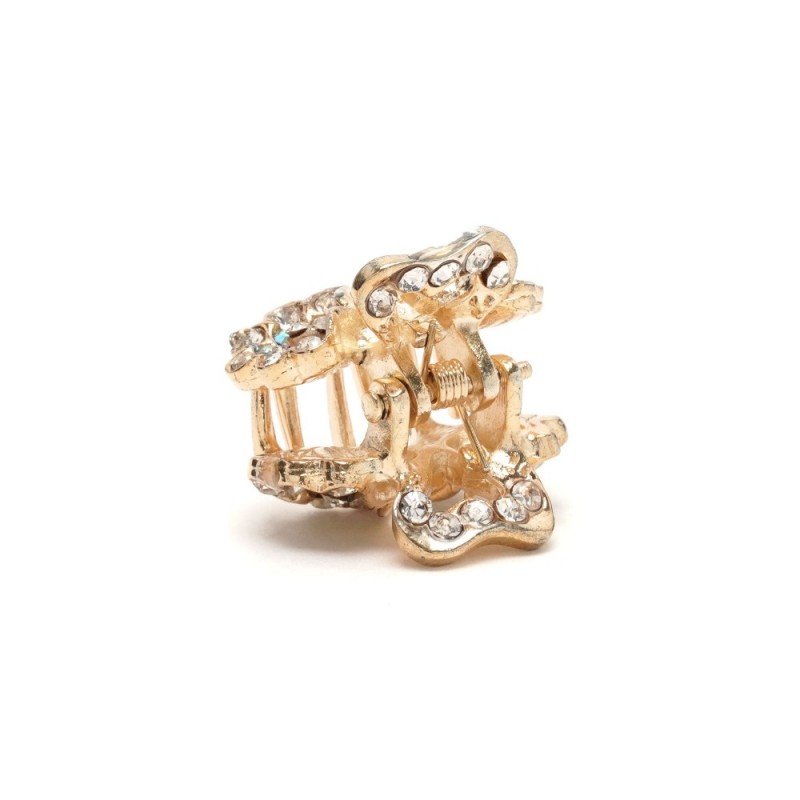 Заколка-краб для волос из металла со стразами 2.5см (3263) вариант 06