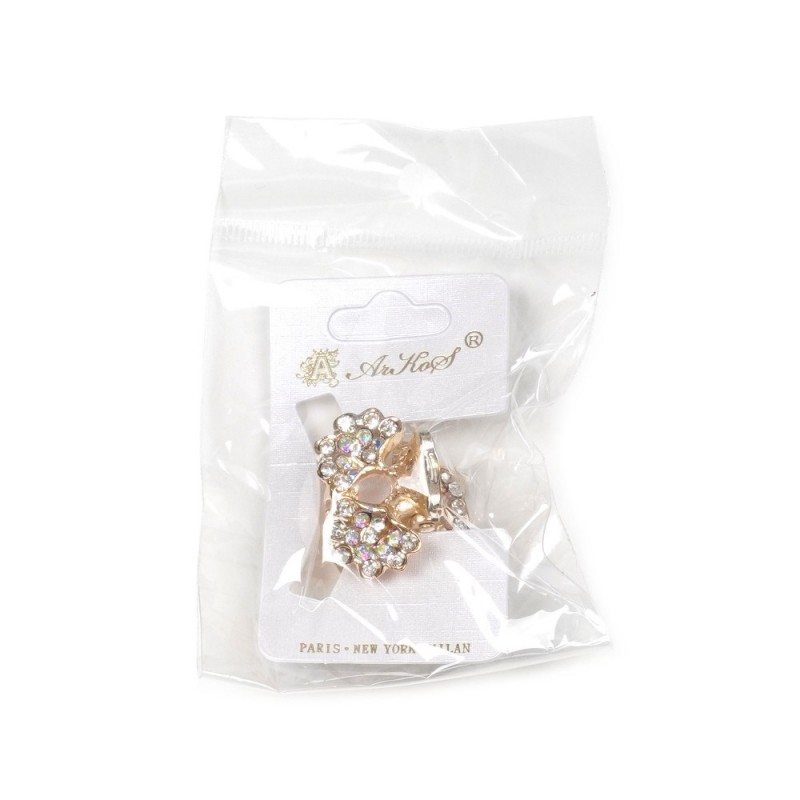 Заколка-краб для волос из металла со стразами 2.5см (3263) вариант 06